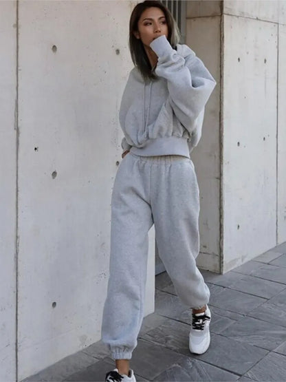 Coziest Oversized Two Piece Pullover Hoodie And Low Rise Sweatpants Set