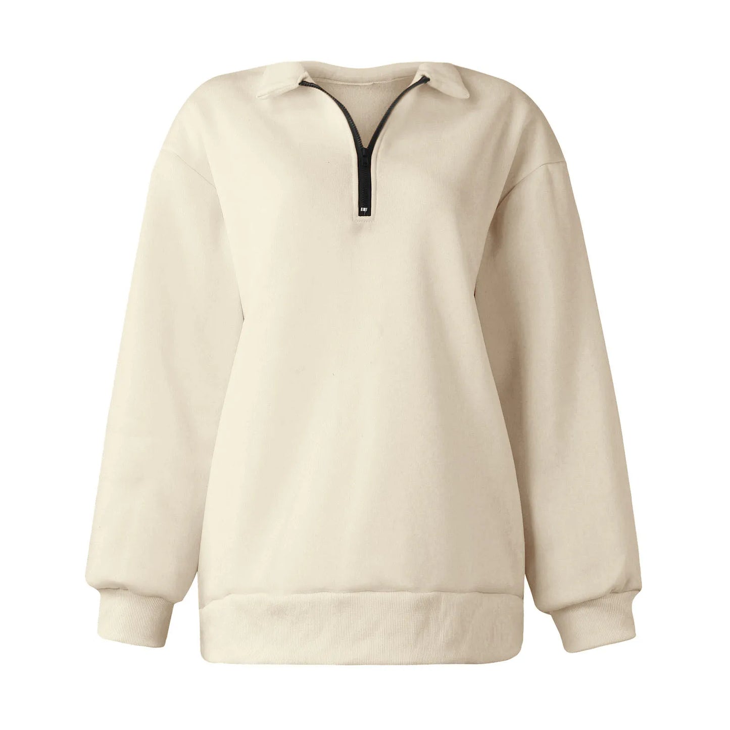 Chic Soft Cozy Lightweight Half-Zip Oversized Pullover Sweatshirt