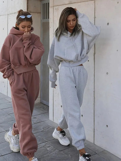 Coziest Oversized Two Piece Pullover Hoodie And Low Rise Sweatpants Set